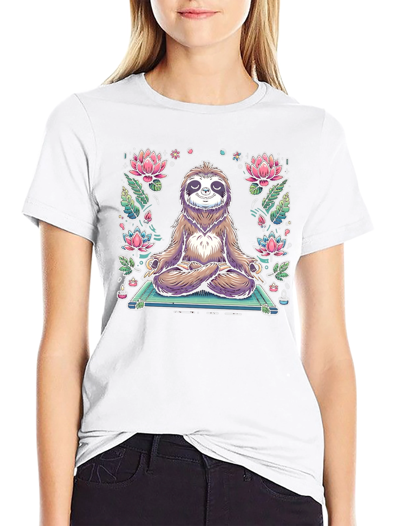 Meditating Sloth Graphic T-Shirt - Zen Style