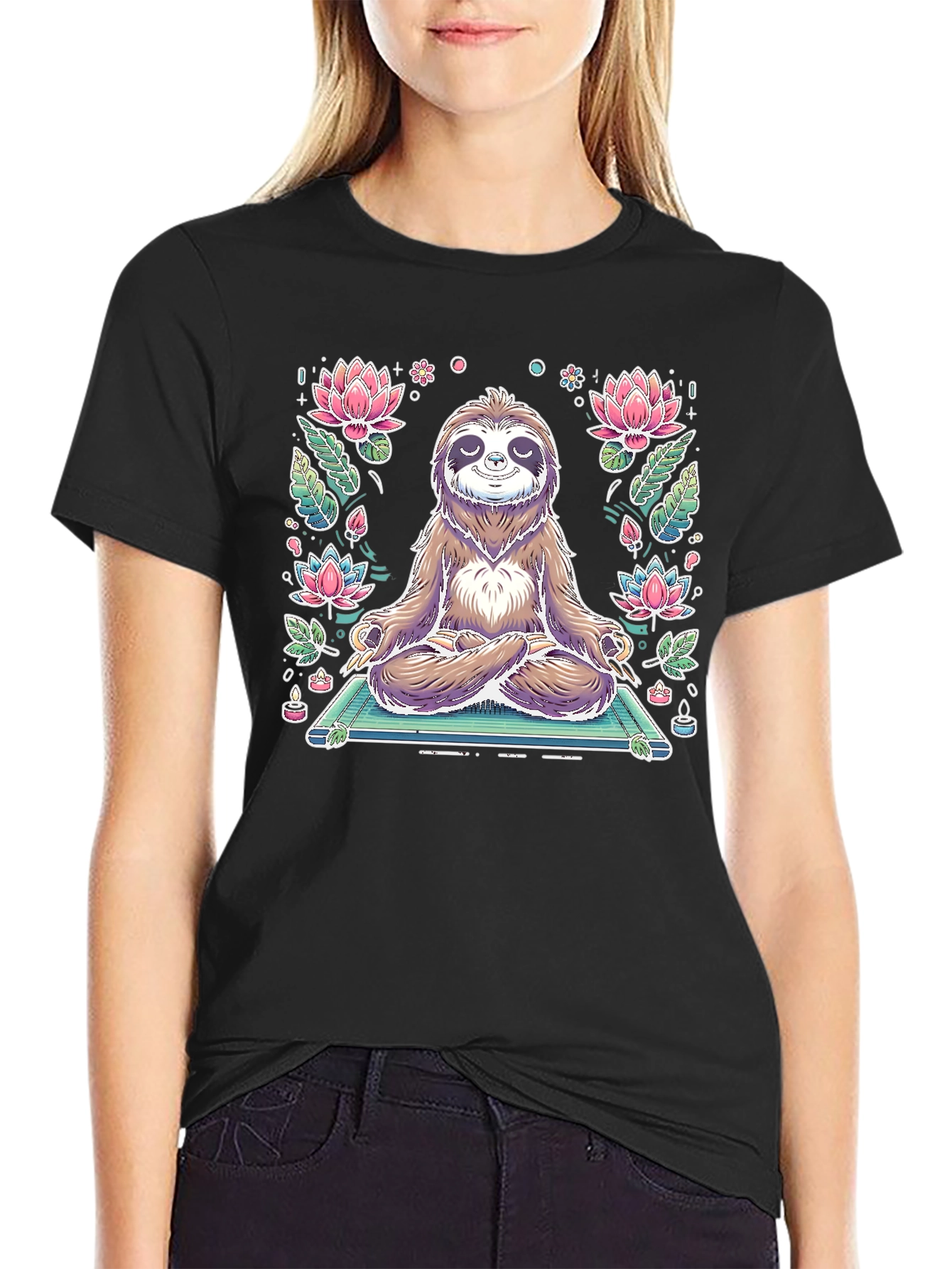 Meditating Sloth Graphic T-Shirt - Zen Style