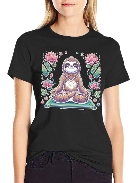 Meditating Sloth Graphic T-Shirt - Zen Style