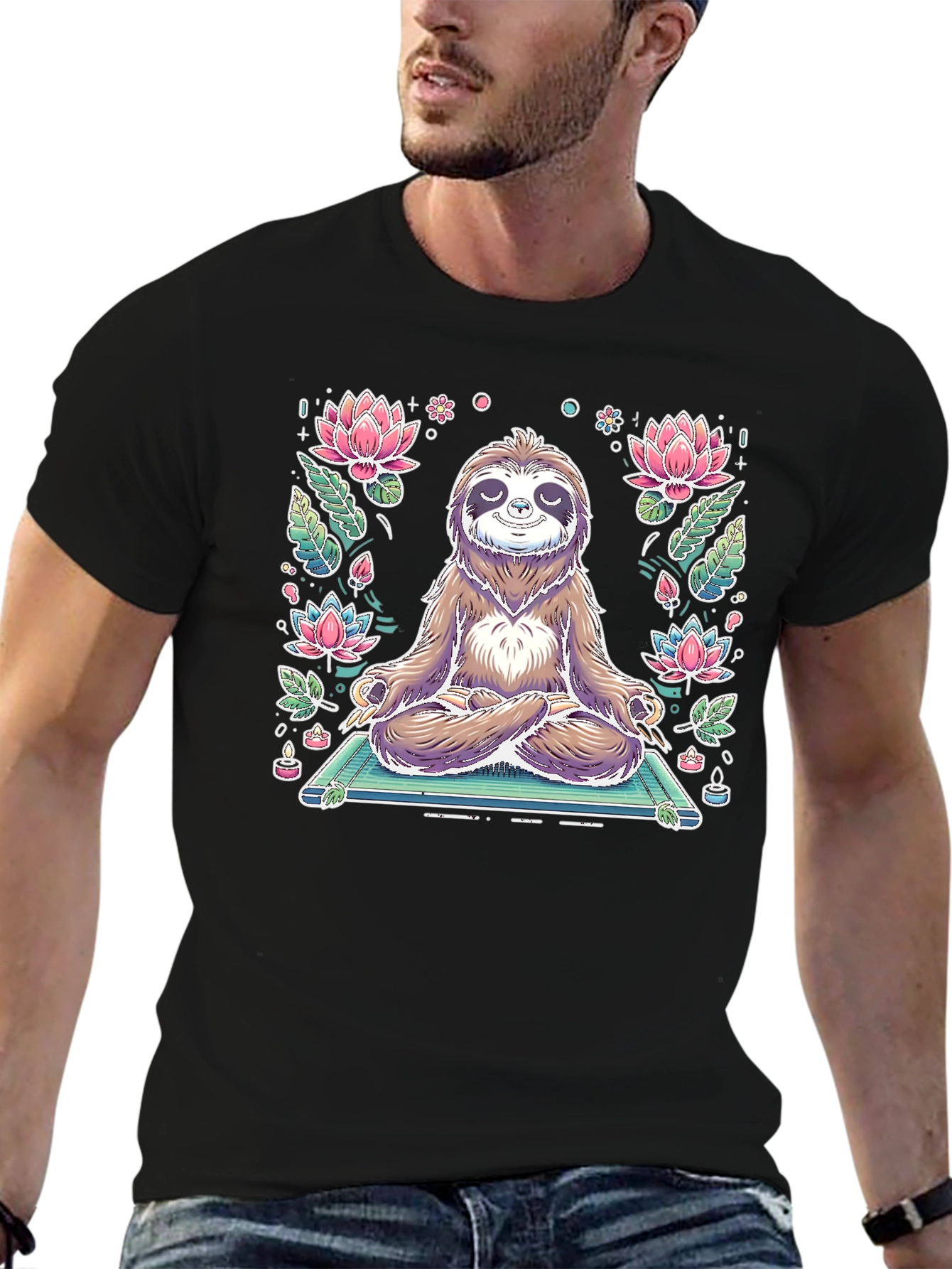 Meditating Sloth Graphic T-Shirt - Zen Style