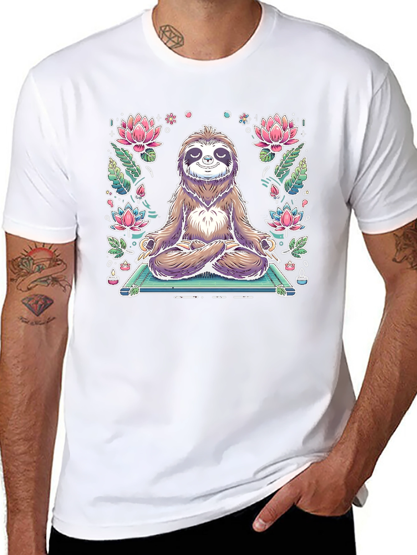 Meditating Sloth Graphic T-Shirt - Zen Style