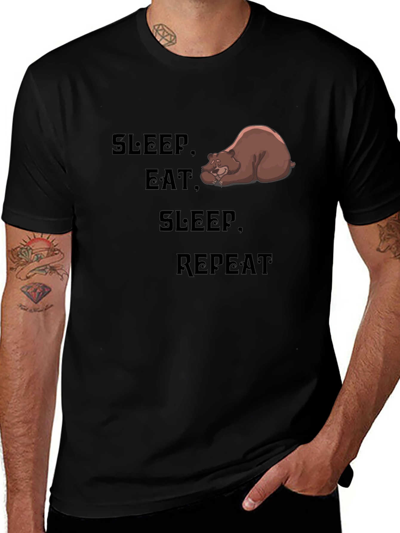 Sleep Eat Repeat Bear Graphic Tee