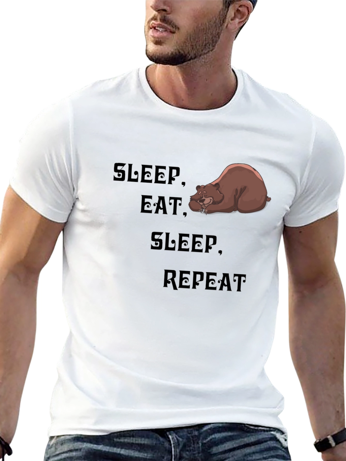 Sleep Eat Repeat Bear Graphic Tee