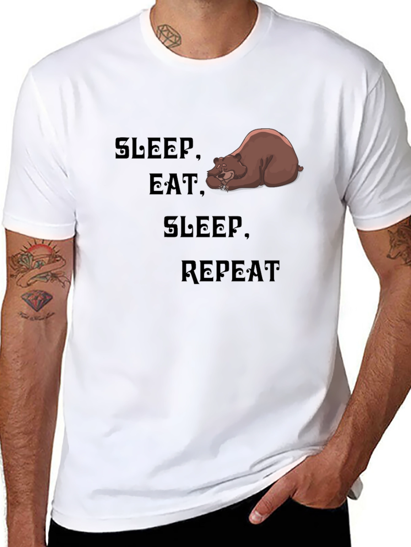 Sleep Eat Repeat Bear Graphic Tee