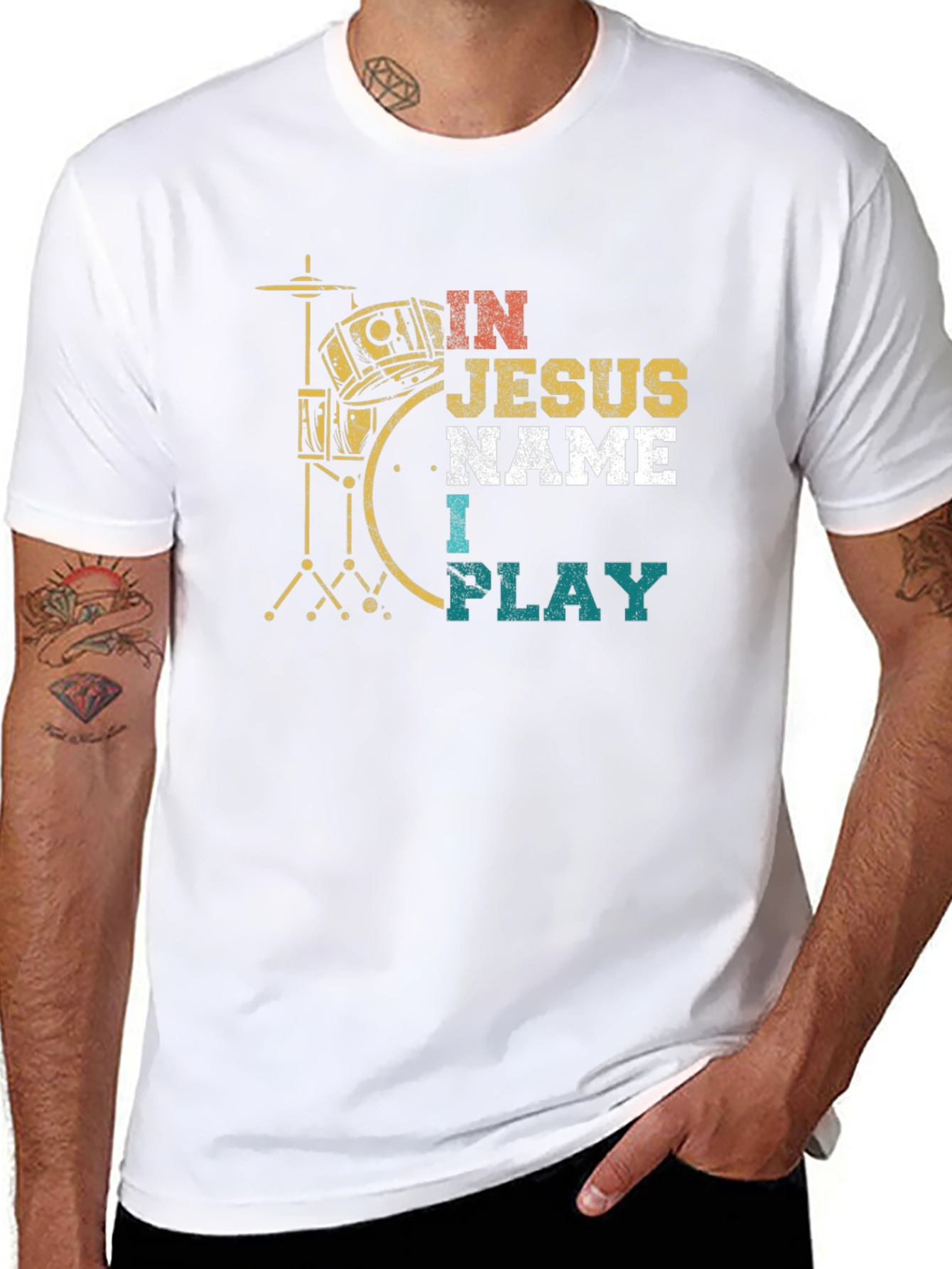 In Jesus Name I Play Drummer T-Shirt