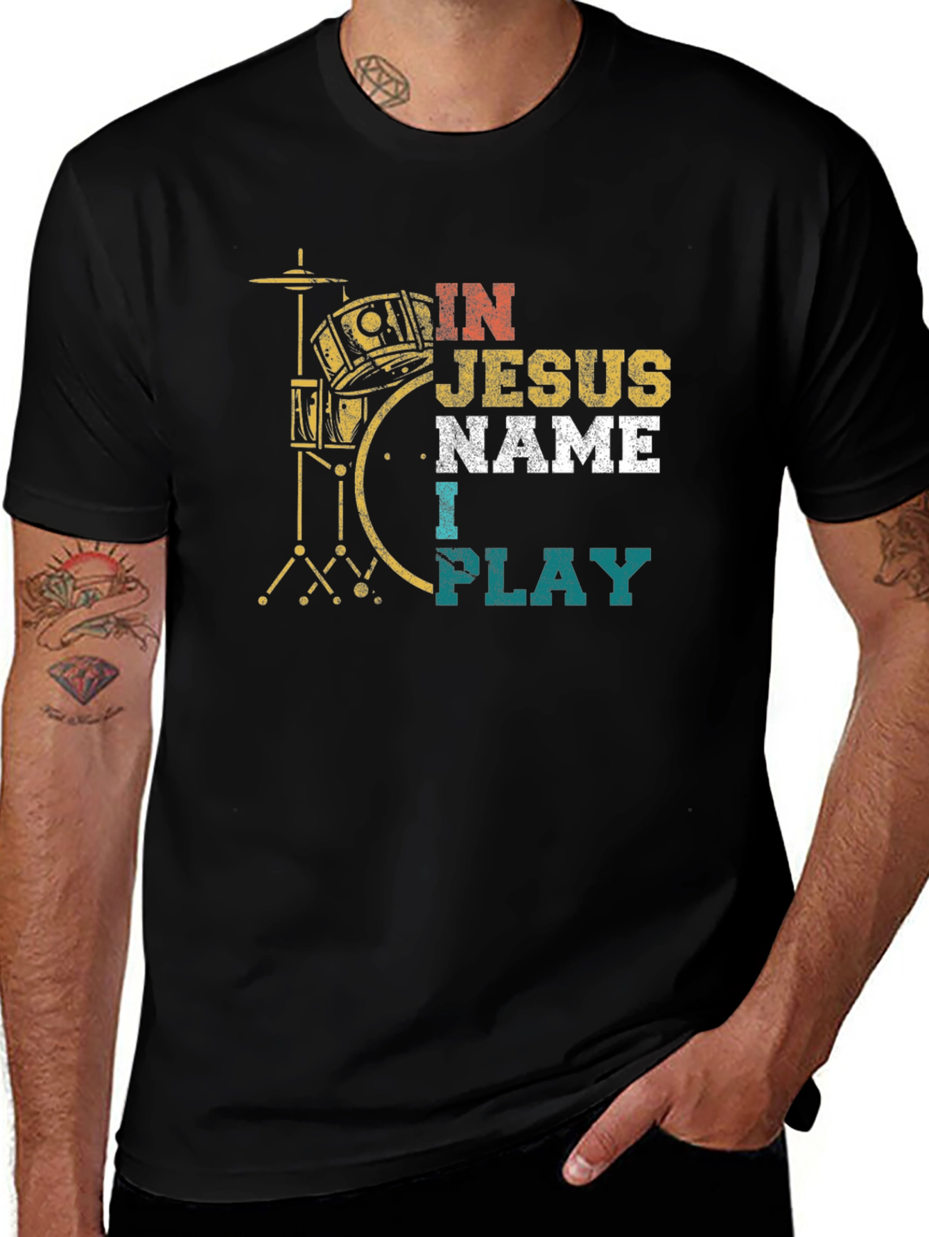 In Jesus Name I Play Drummer T-Shirt