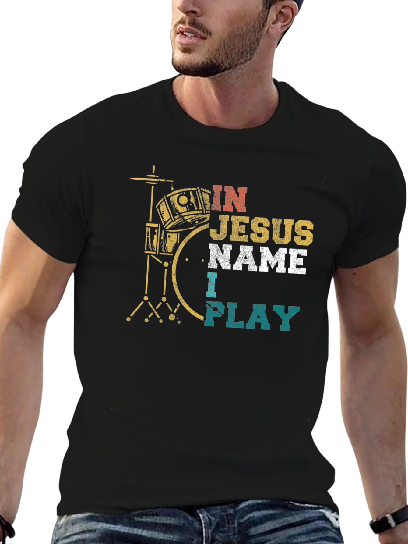 In Jesus Name I Play Drummer T-Shirt