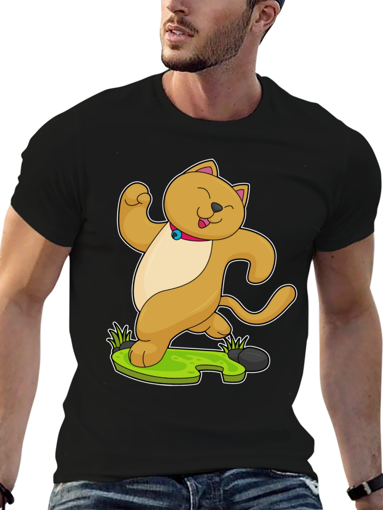 Dancing Cat Cartoon Graphic T-Shirt