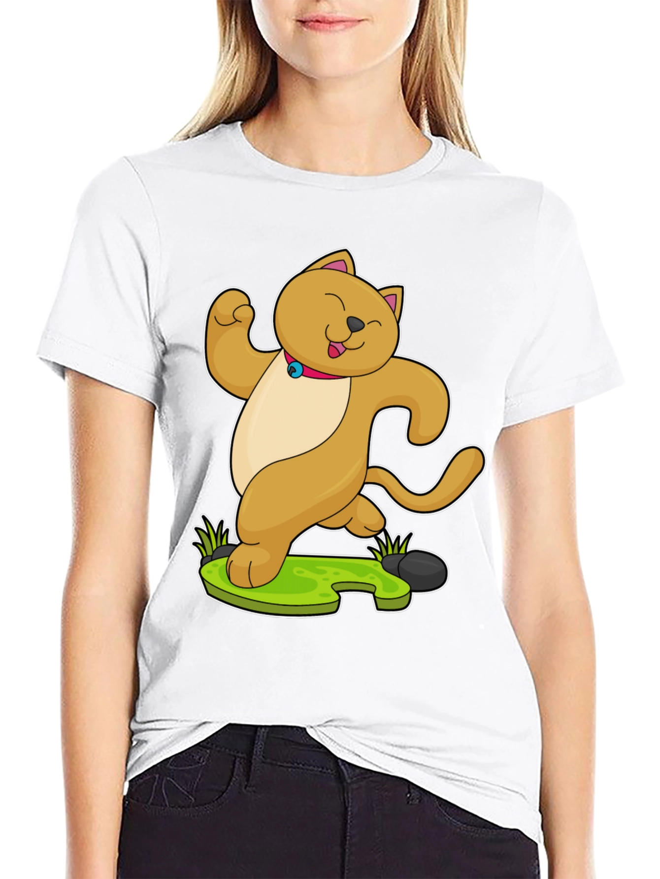 Dancing Cat Cartoon Graphic T-Shirt