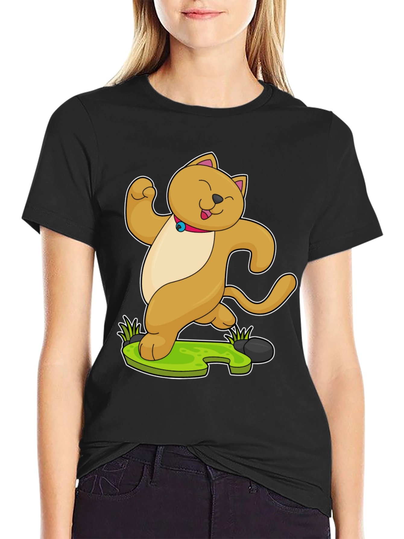Dancing Cat Cartoon Graphic T-Shirt