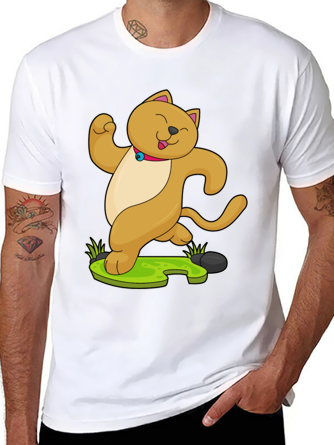 Dancing Cat Cartoon Graphic T-Shirt
