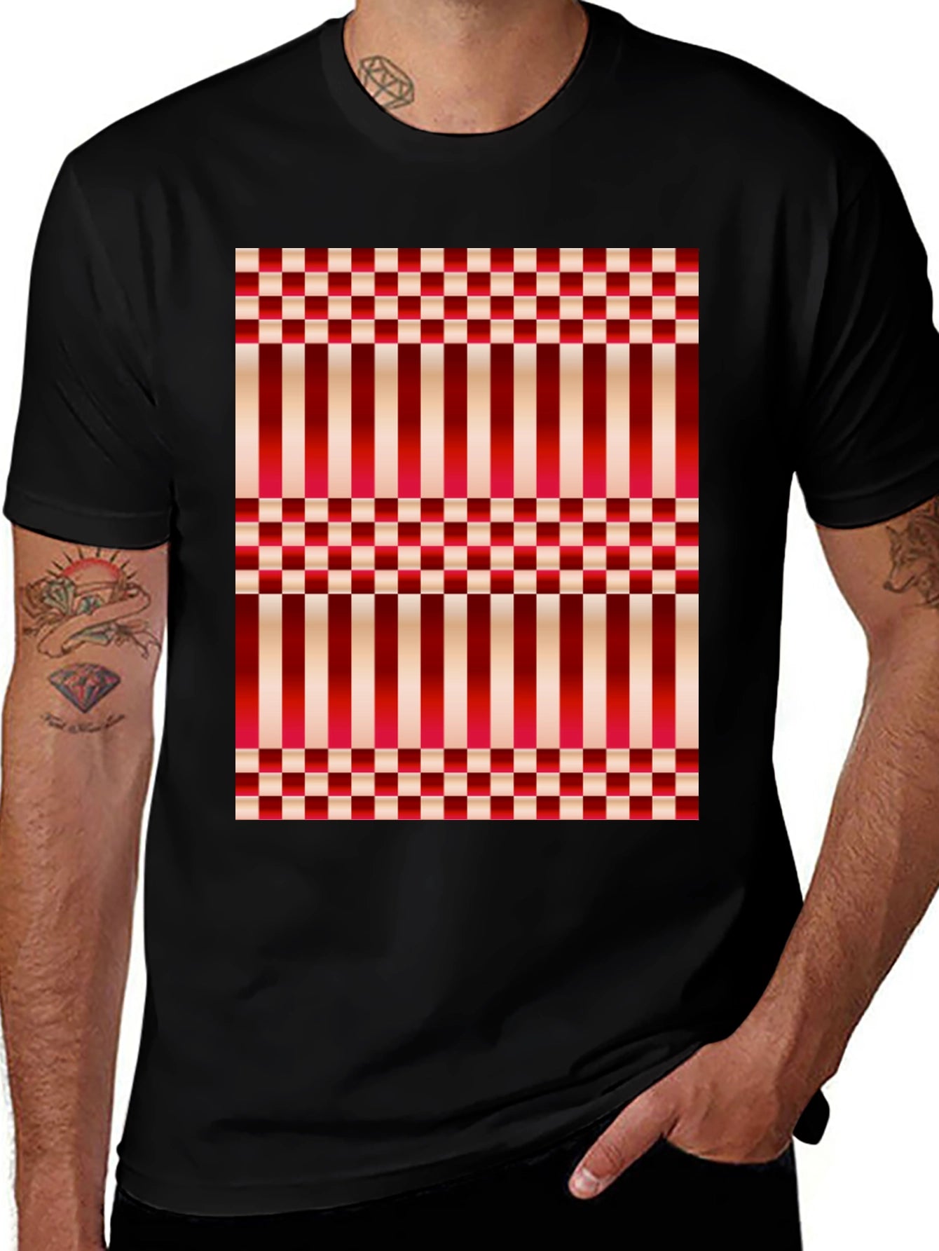 Striped & Checkered Pattern T-Shirt