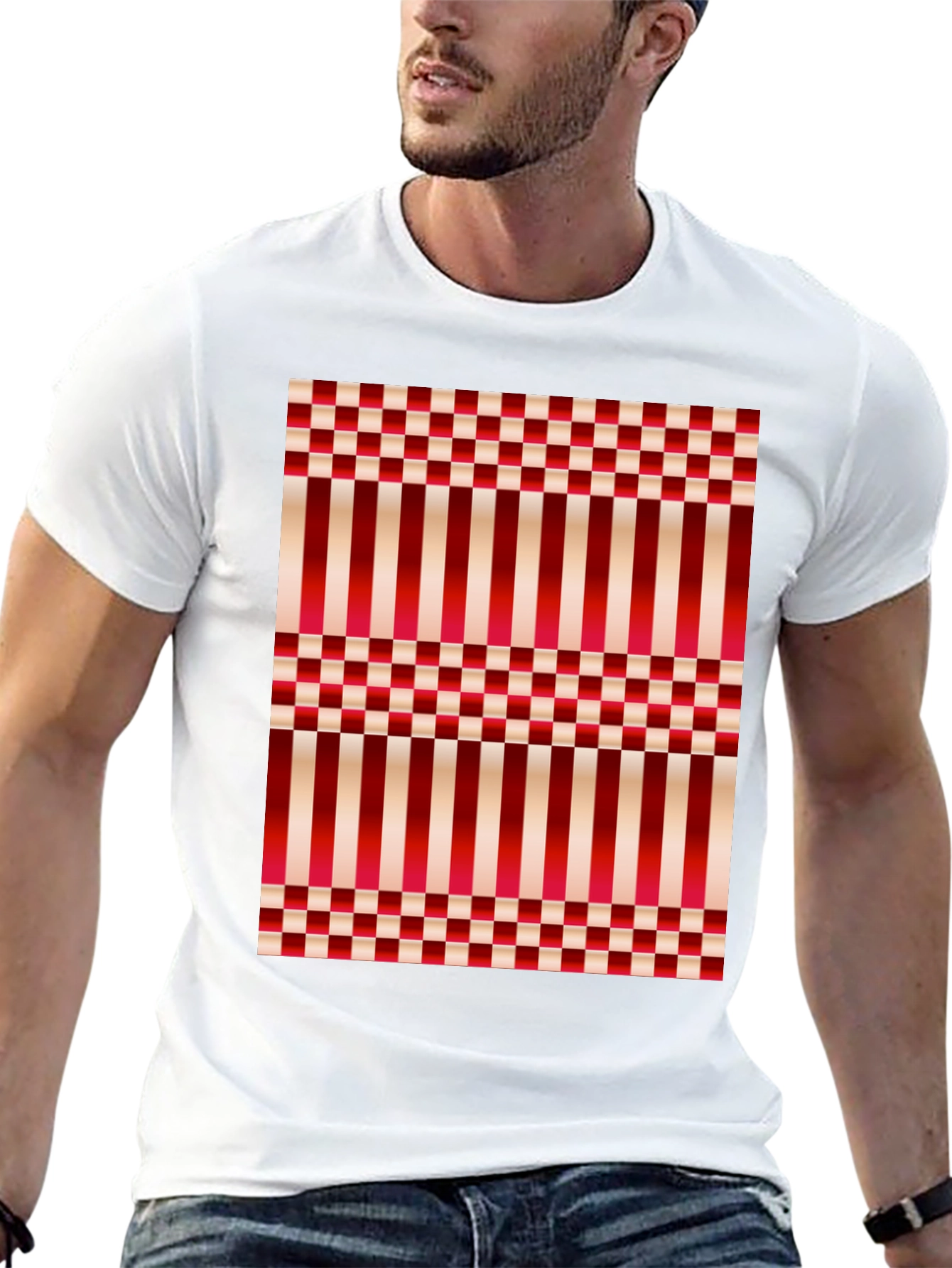 Striped & Checkered Pattern T-Shirt