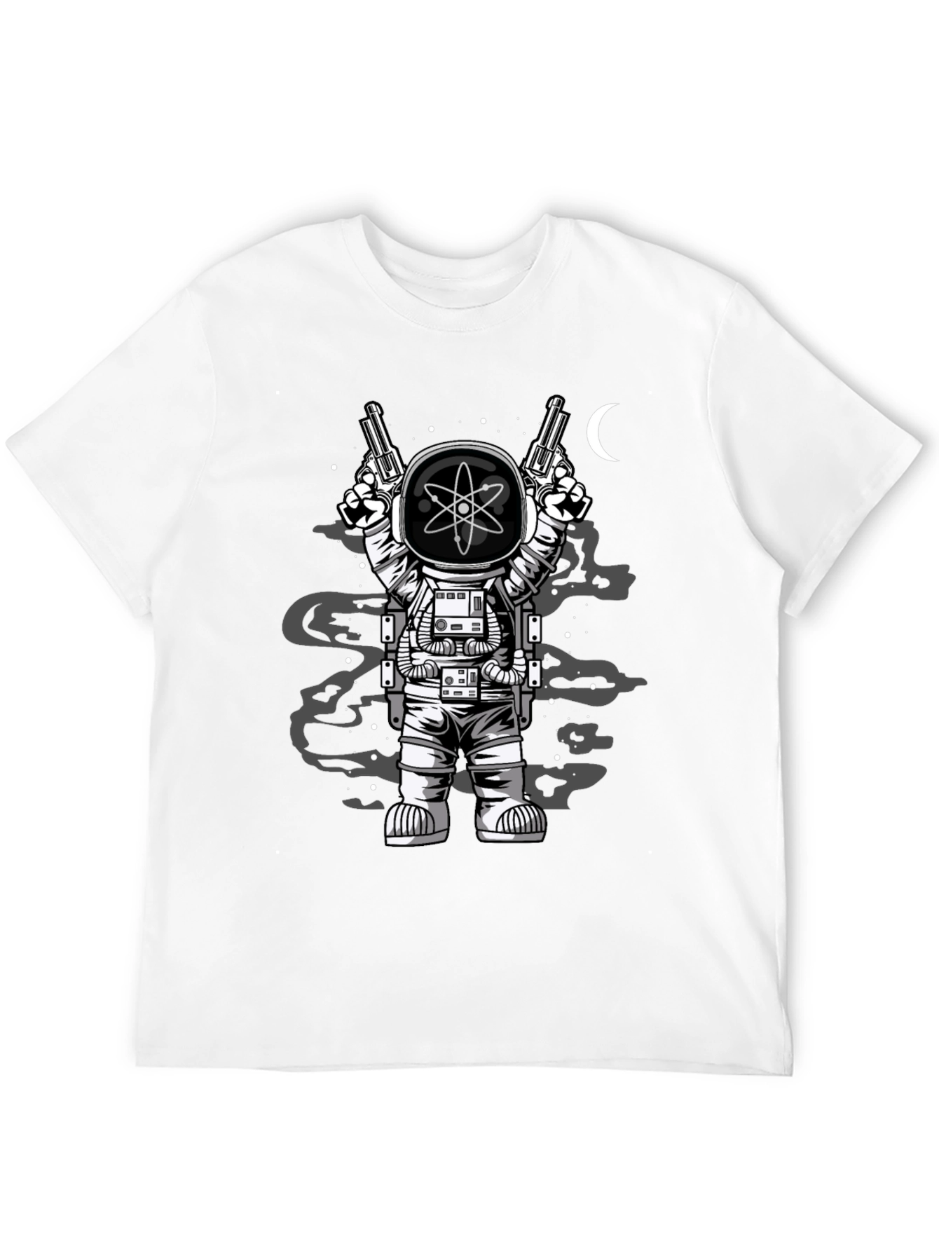 Astronaut with Guns Graphic Tee - Black Cotton T-Shirt