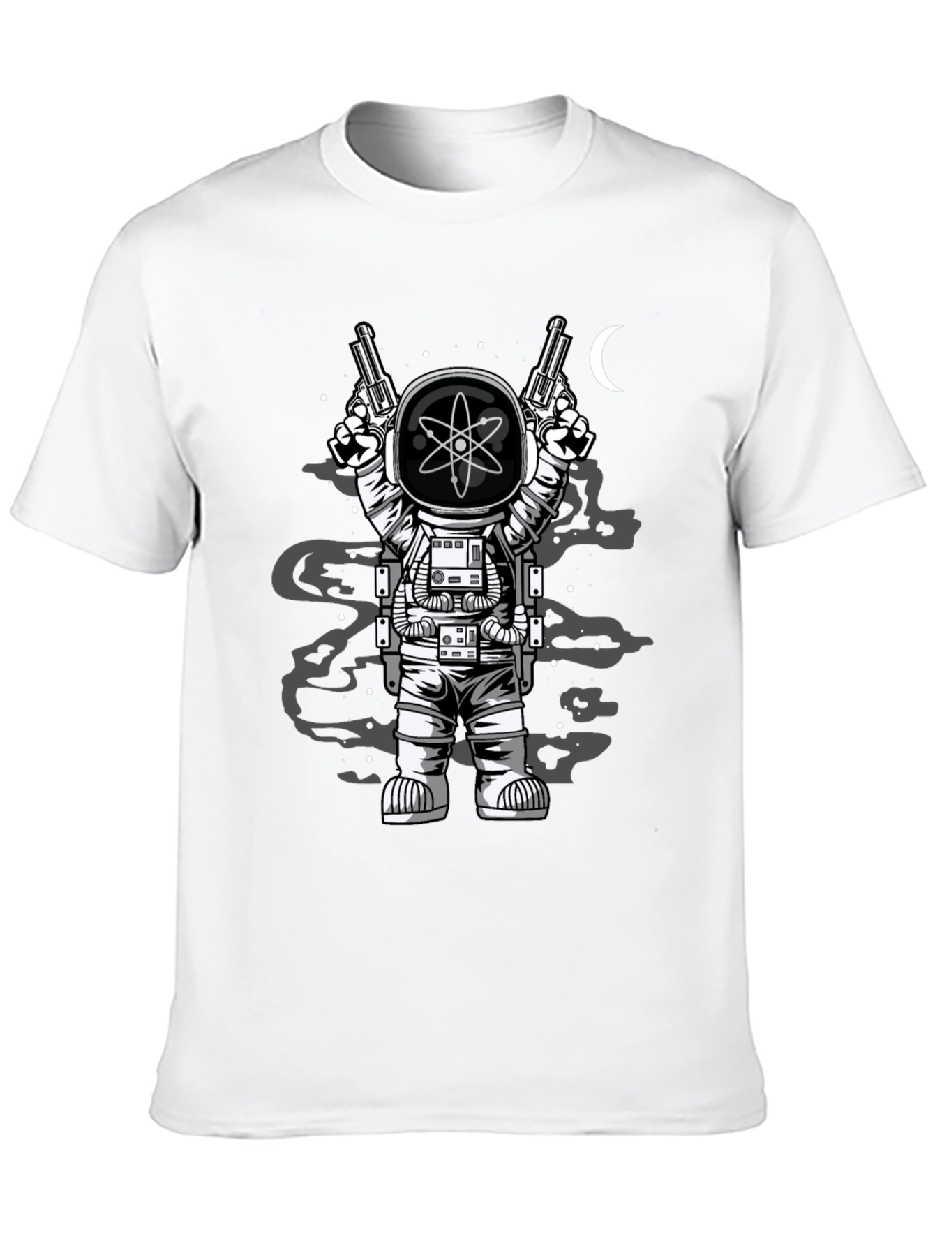 Astronaut with Guns Graphic Tee - Black Cotton T-Shirt
