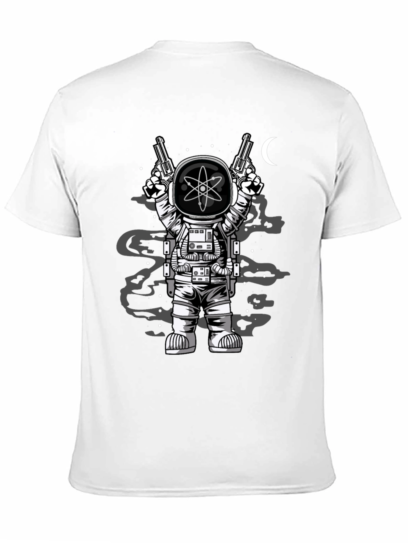 Astronaut with Guns Graphic Tee - Black Cotton T-Shirt