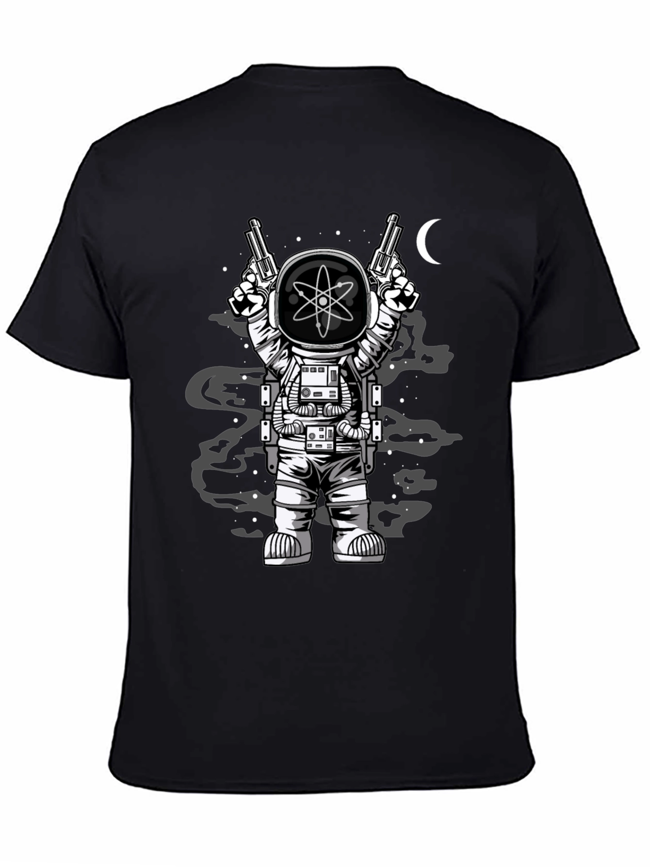 Astronaut with Guns Graphic Tee - Black Cotton T-Shirt
