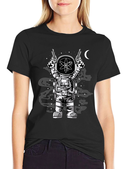 Astronaut with Guns Graphic Tee - Black Cotton T-Shirt