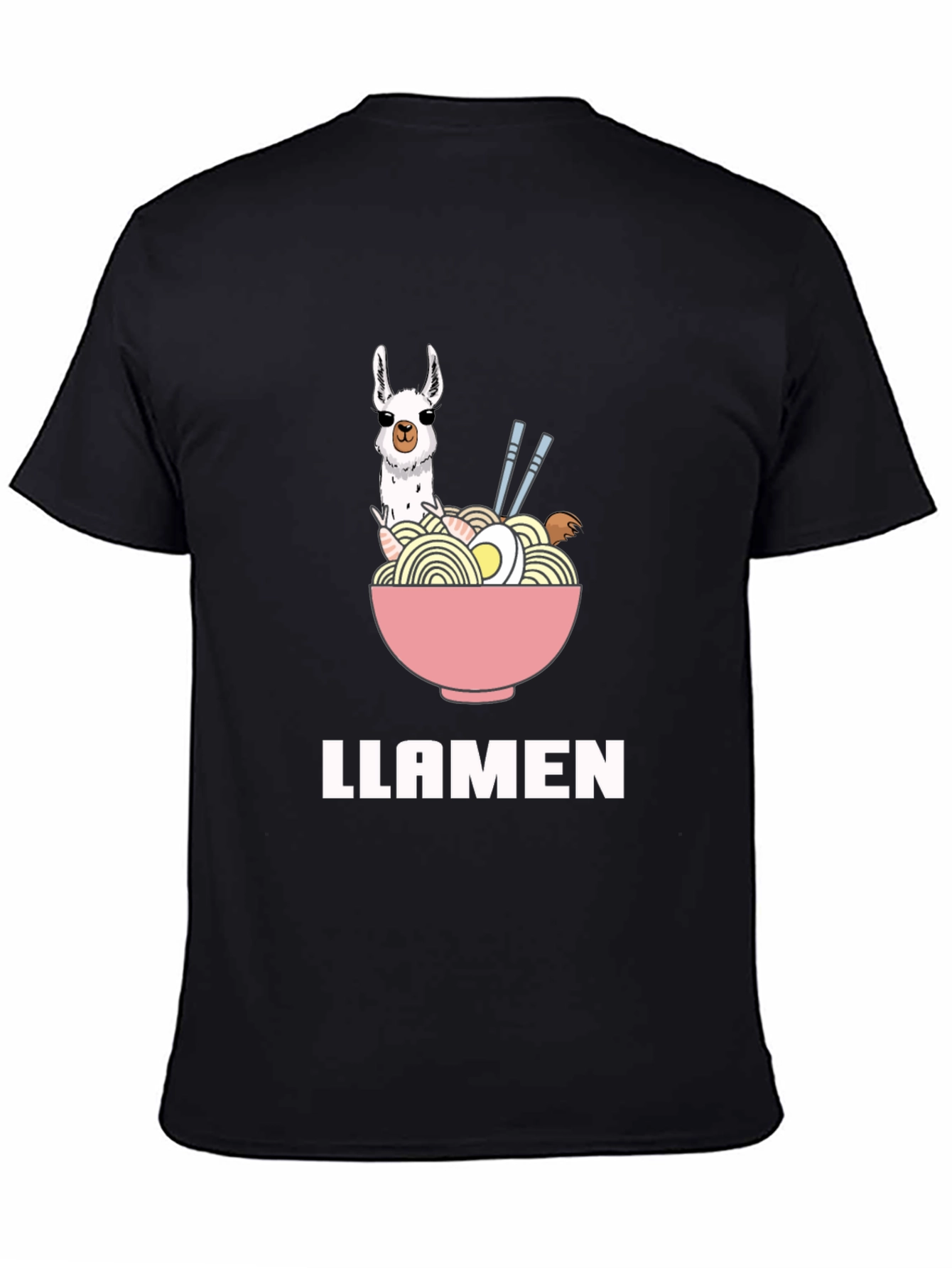Llamen Ramen Funny T-Shirt - Unisex Black Tee