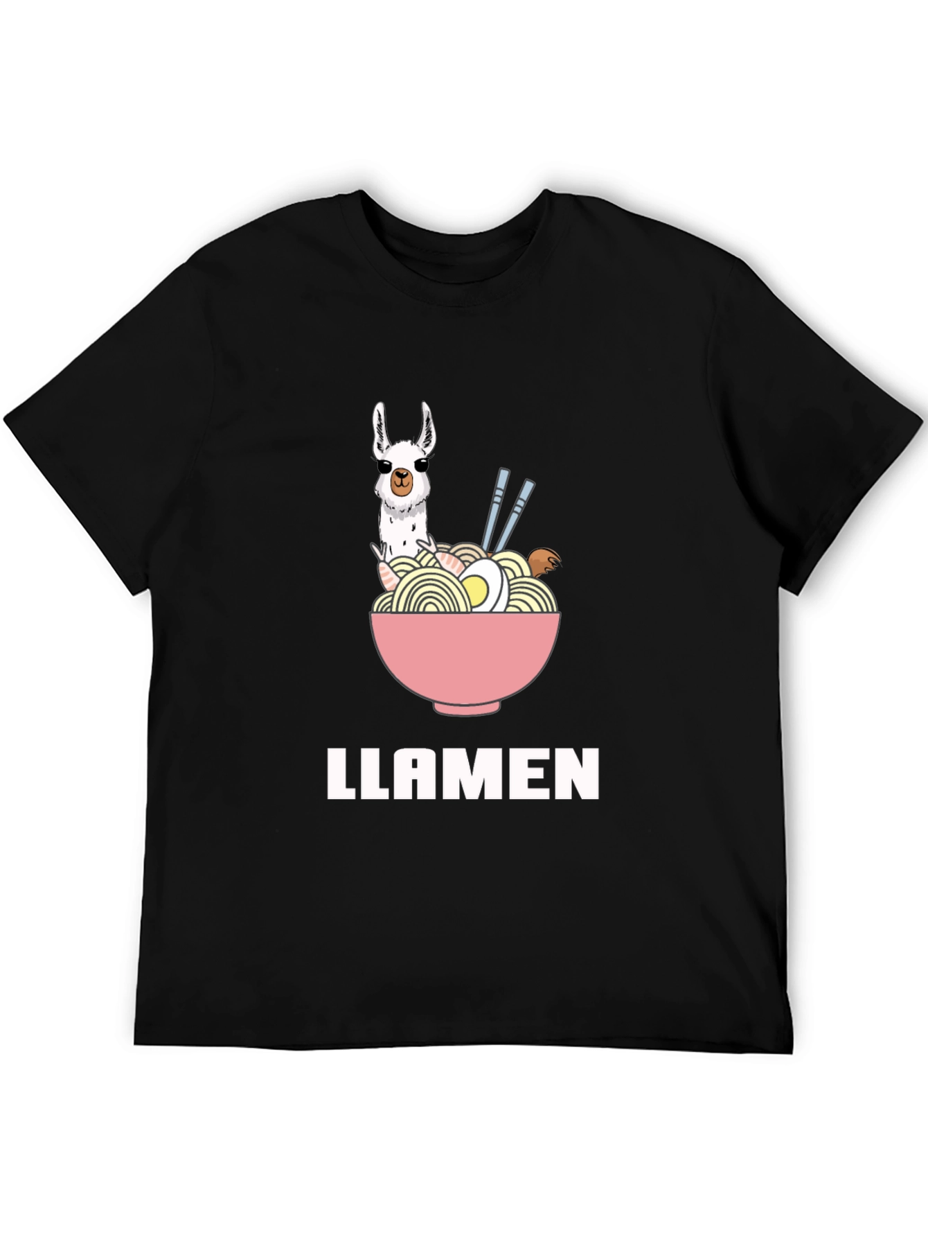 Llamen Ramen Funny T-Shirt - Unisex Black Tee