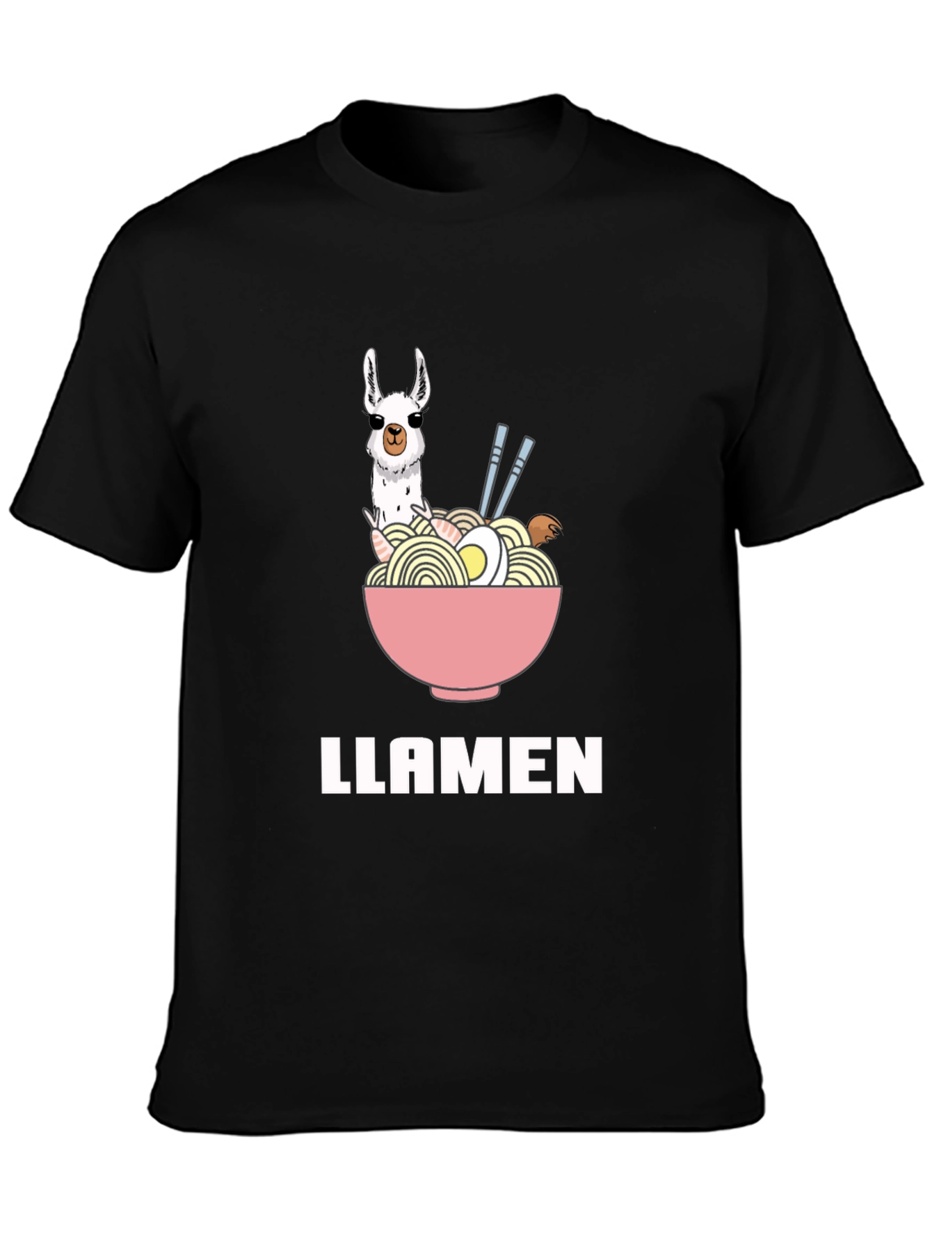 Llamen Ramen Funny T-Shirt - Unisex Black Tee
