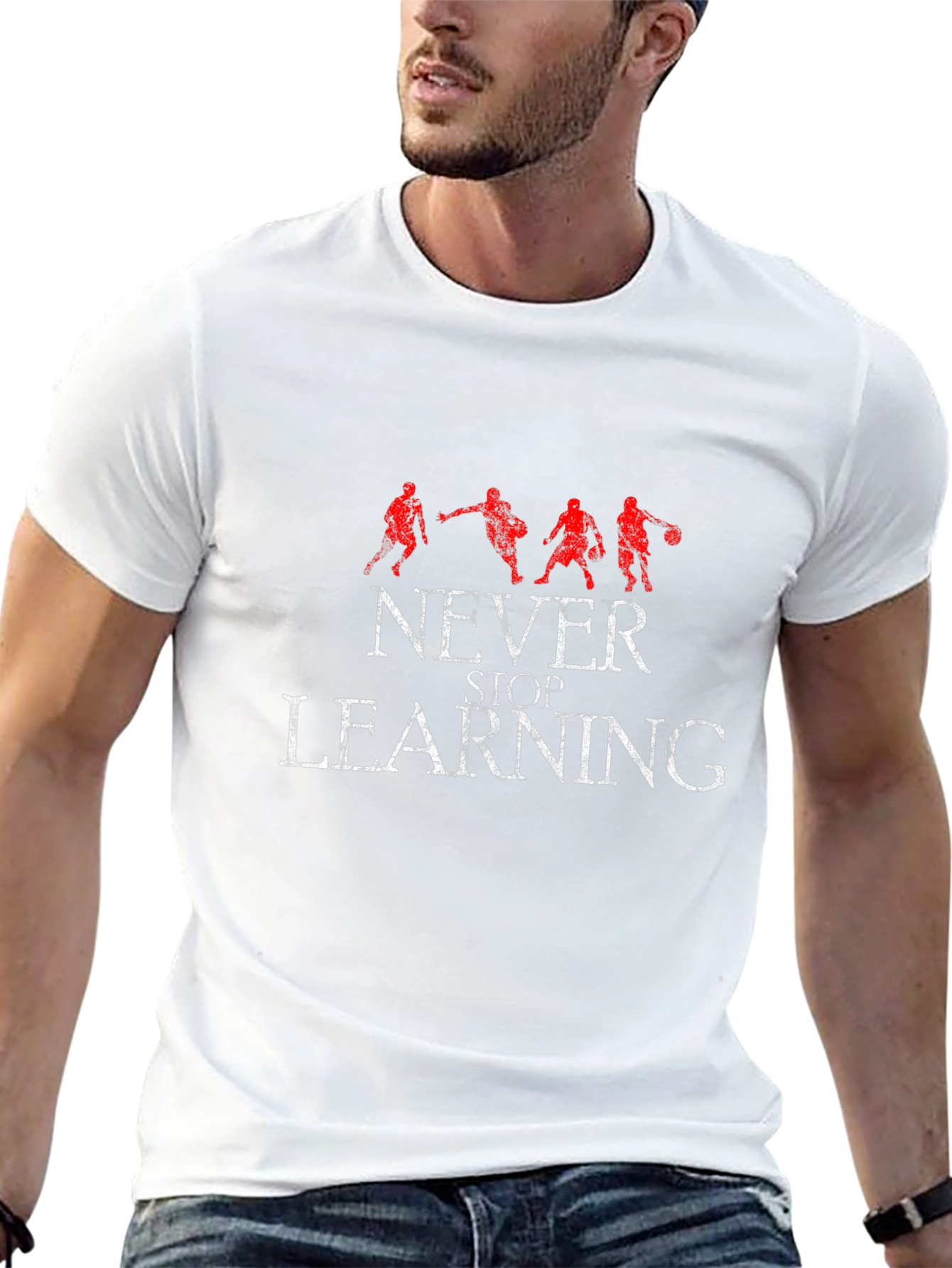 Never Stop Learning Basketball Graphic Tee