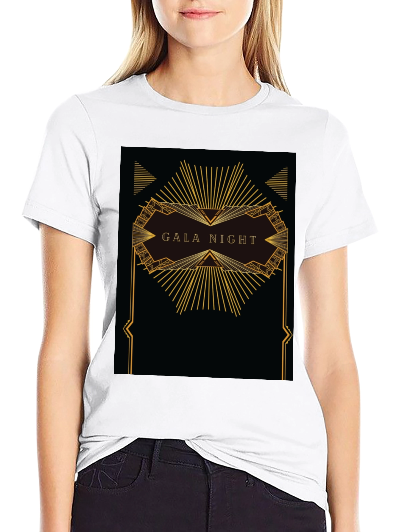 Gala Night Graphic Tee - Retro Art Deco Style