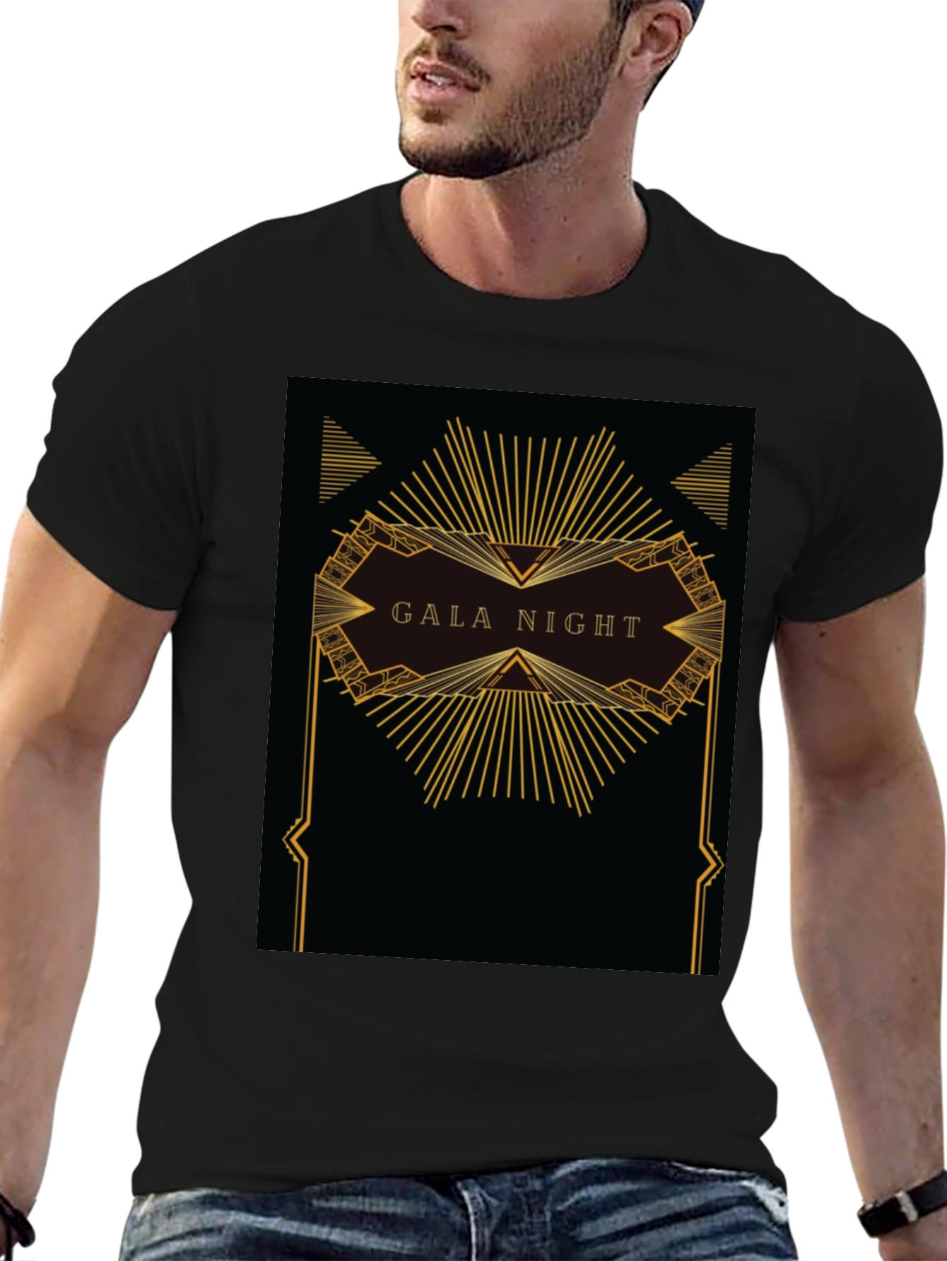 Gala Night Graphic Tee - Retro Art Deco Style