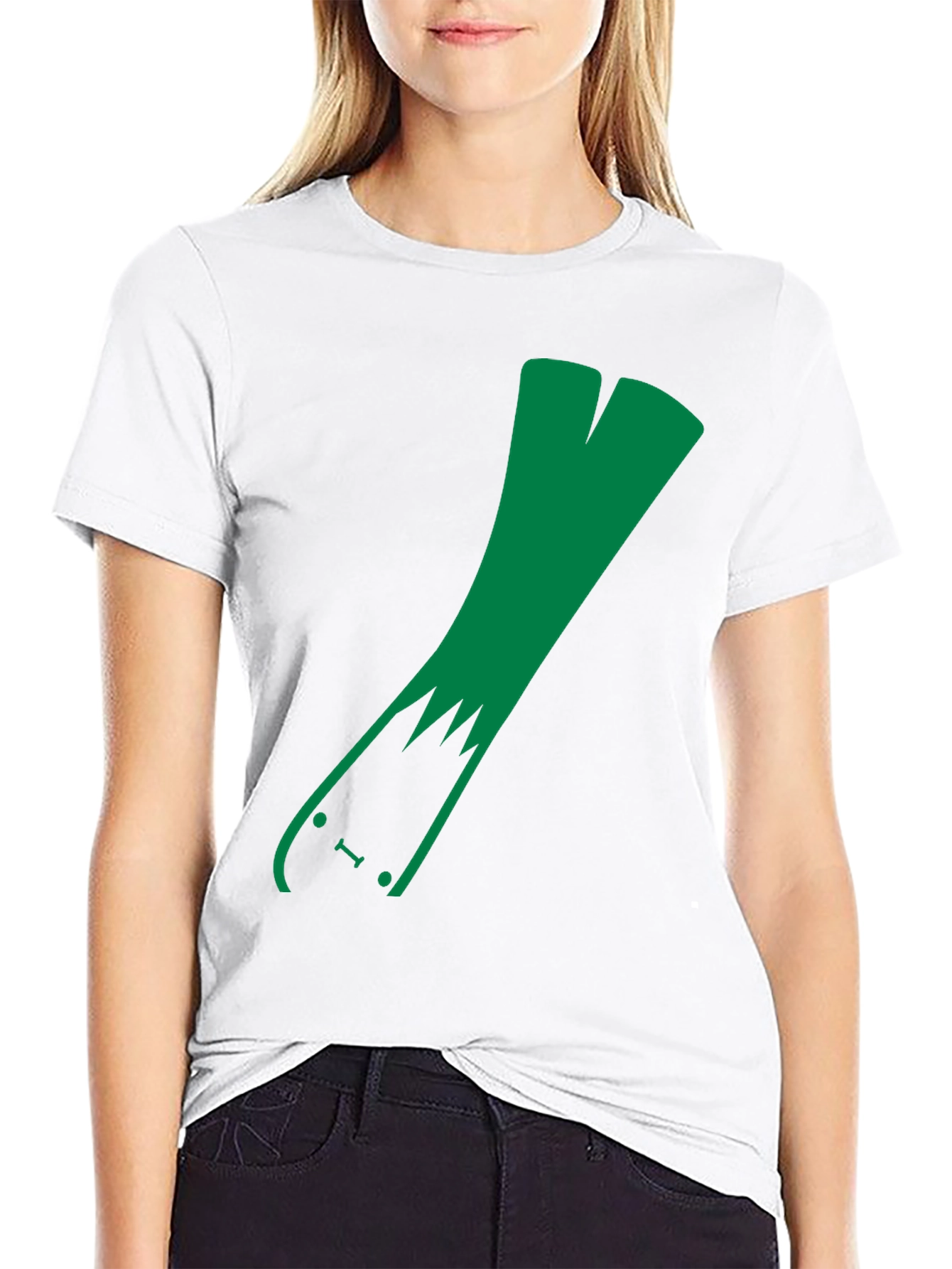 Green Leek Skateboarder Black T-Shirt