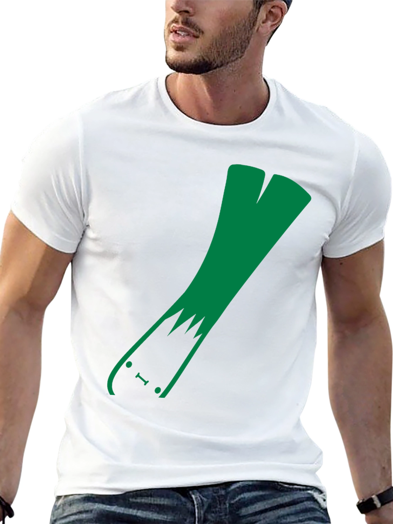 Green Leek Skateboarder Black T-Shirt