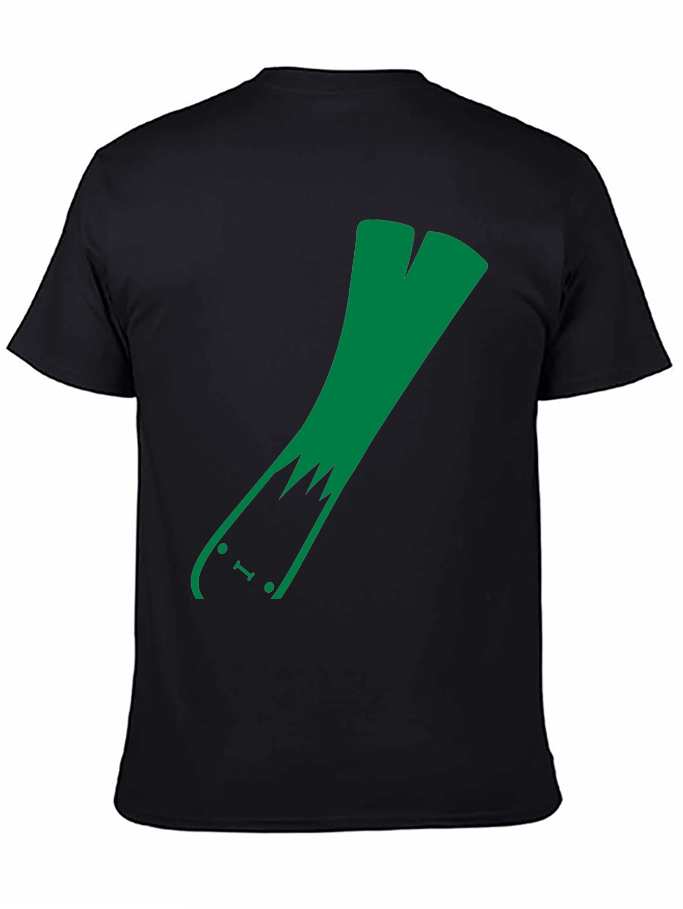 Green Leek Skateboarder Black T-Shirt