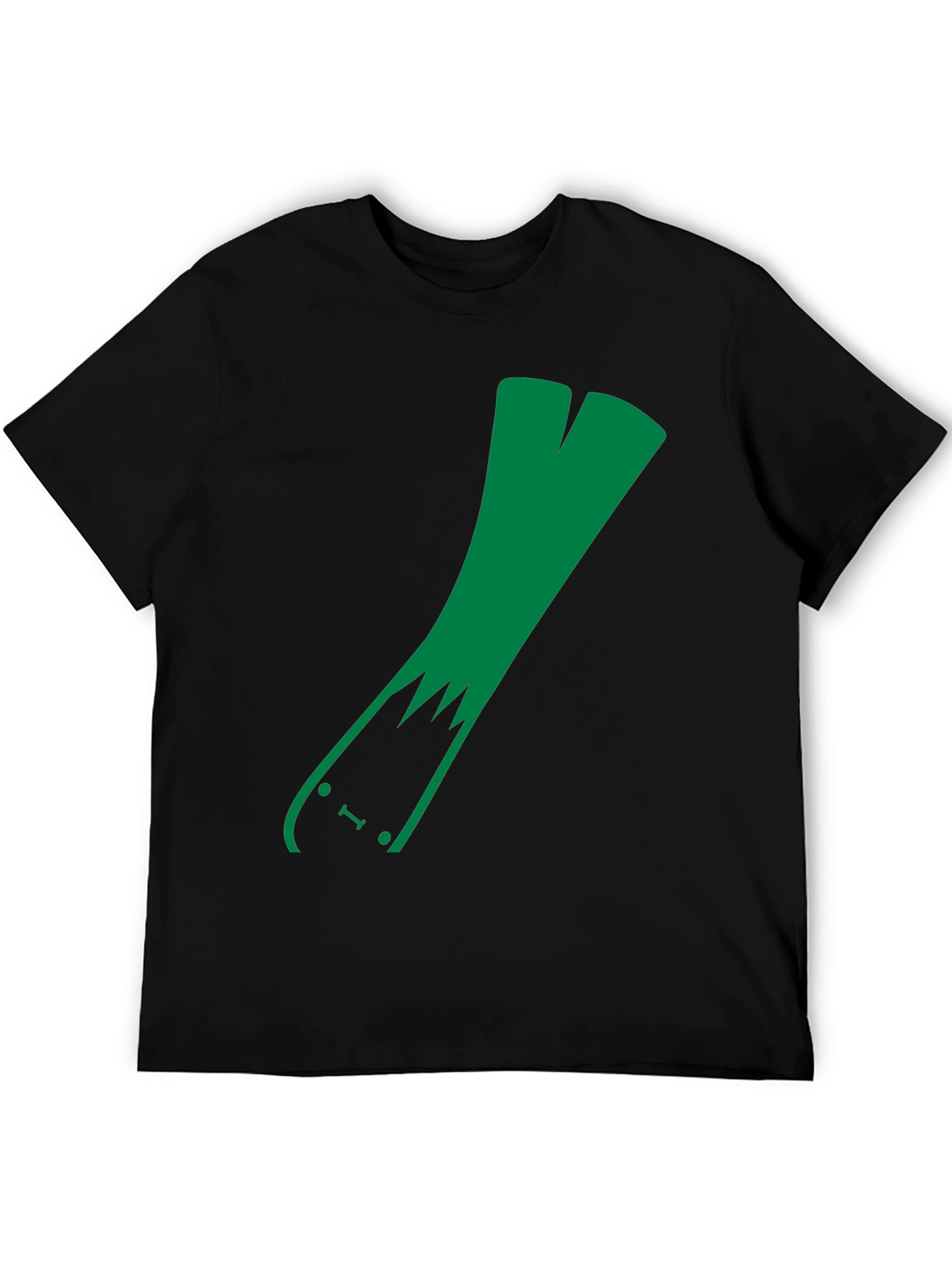 Green Leek Skateboarder Black T-Shirt