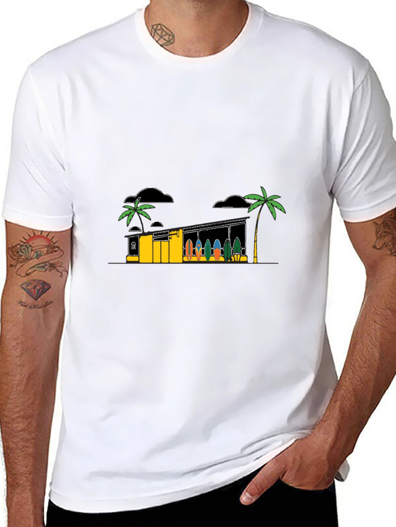 Tropical Surf Shack Graphic T-Shirt