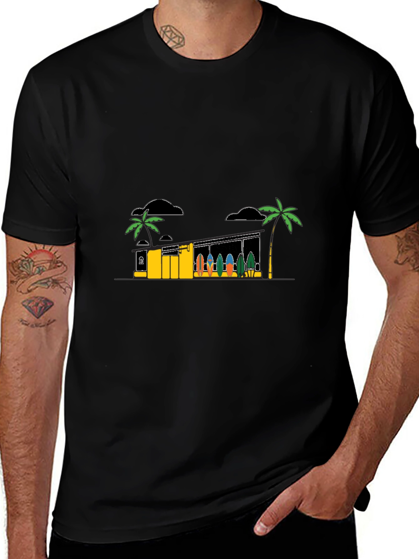Tropical Surf Shack Graphic T-Shirt