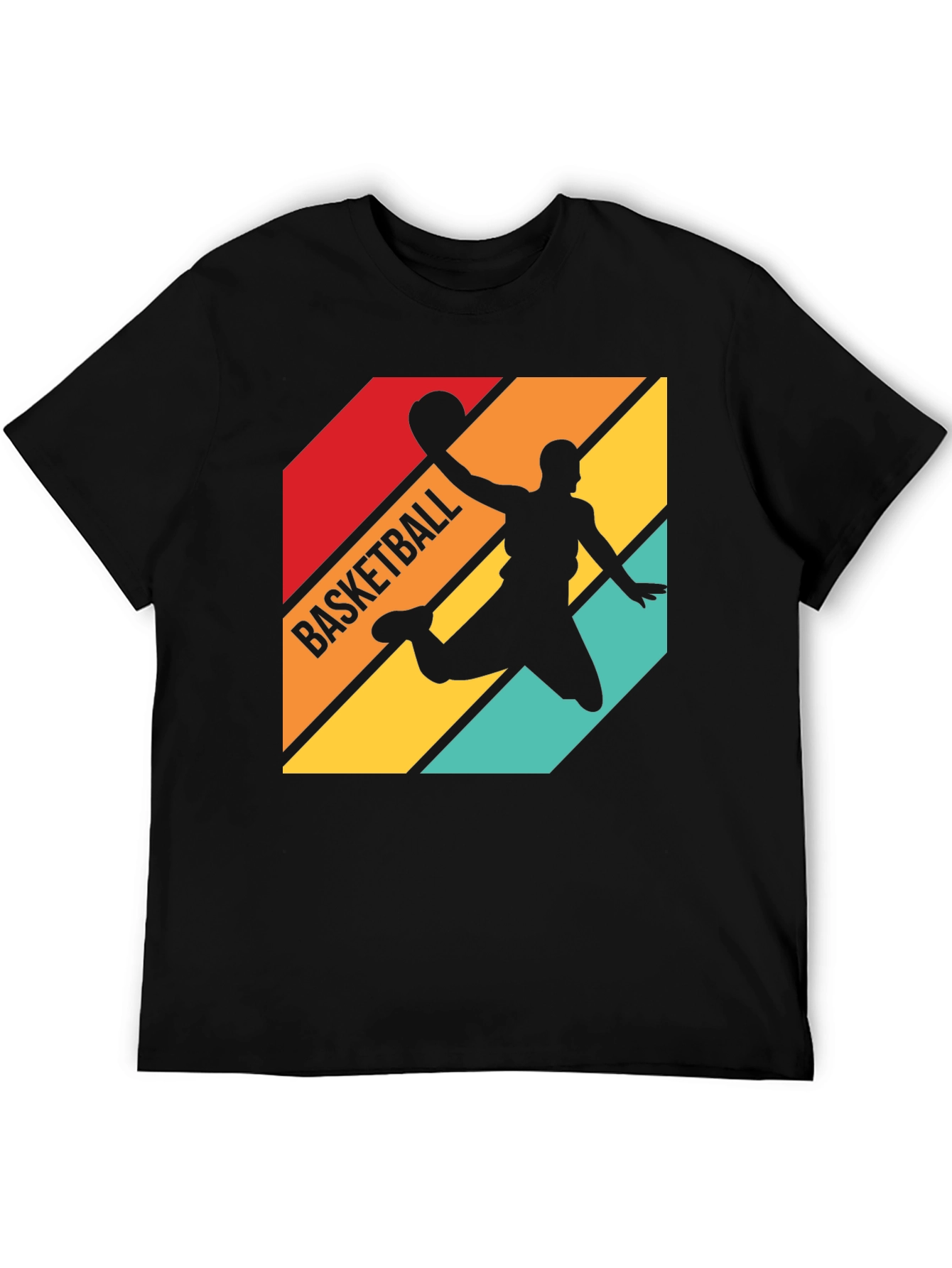 Retro Basketball Silhouette Graphic Tee - Black