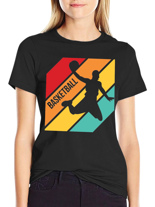 Retro Basketball Silhouette Graphic Tee - Black