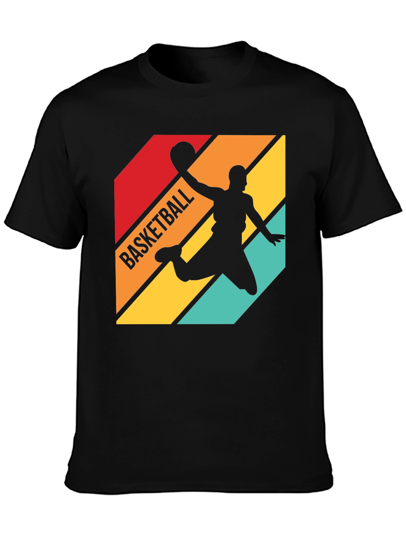 Retro Basketball Silhouette Graphic Tee - Black