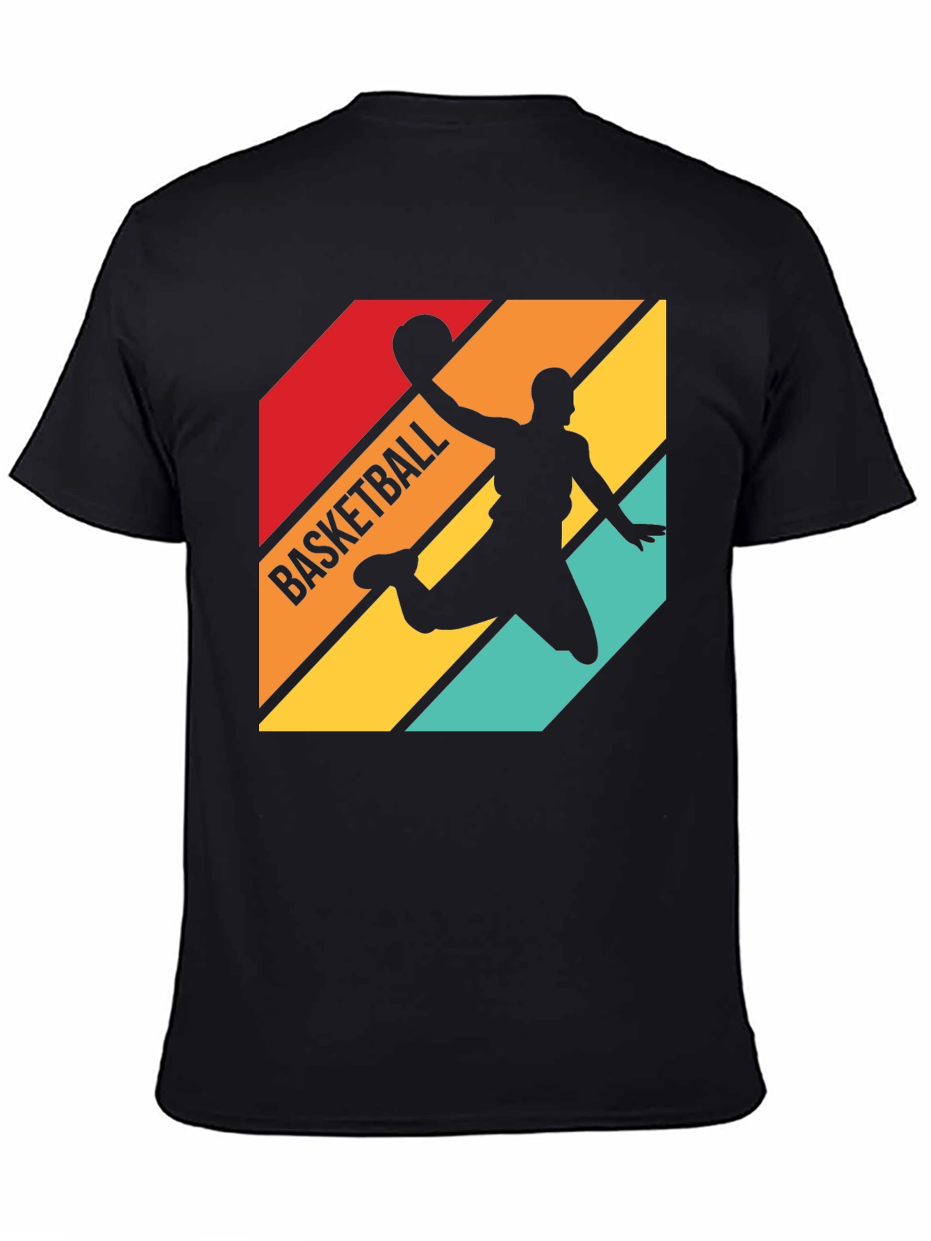 Retro Basketball Silhouette Graphic Tee - Black
