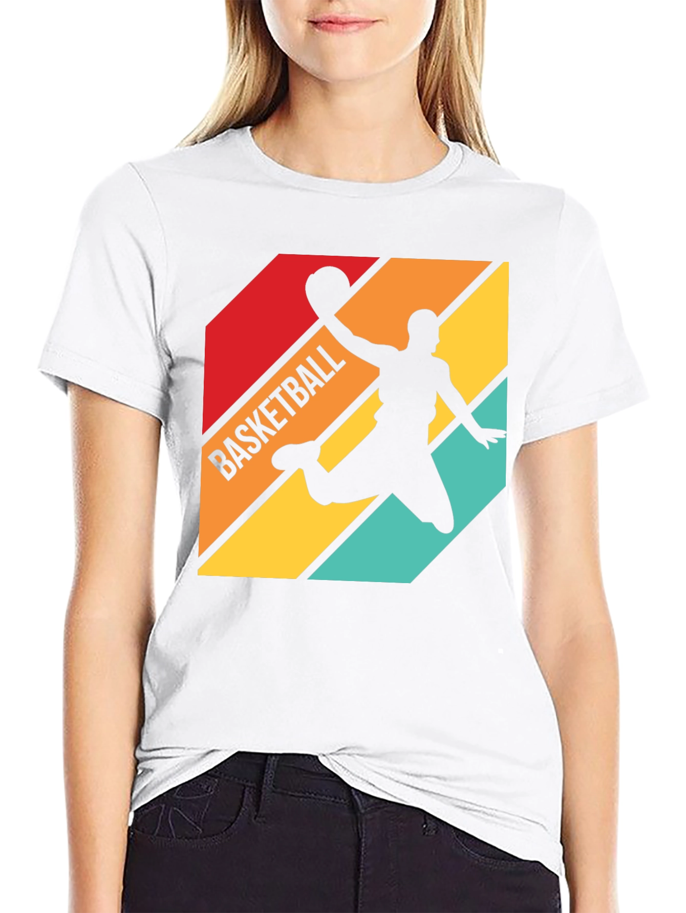 Retro Basketball Silhouette Graphic Tee - Black