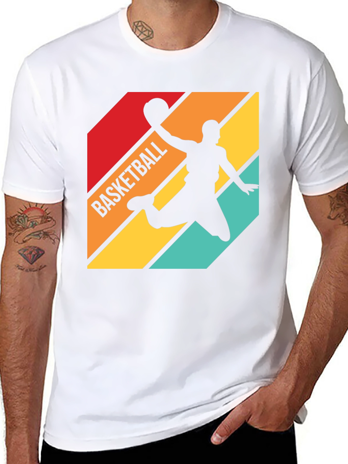 Retro Basketball Silhouette Graphic Tee - Black