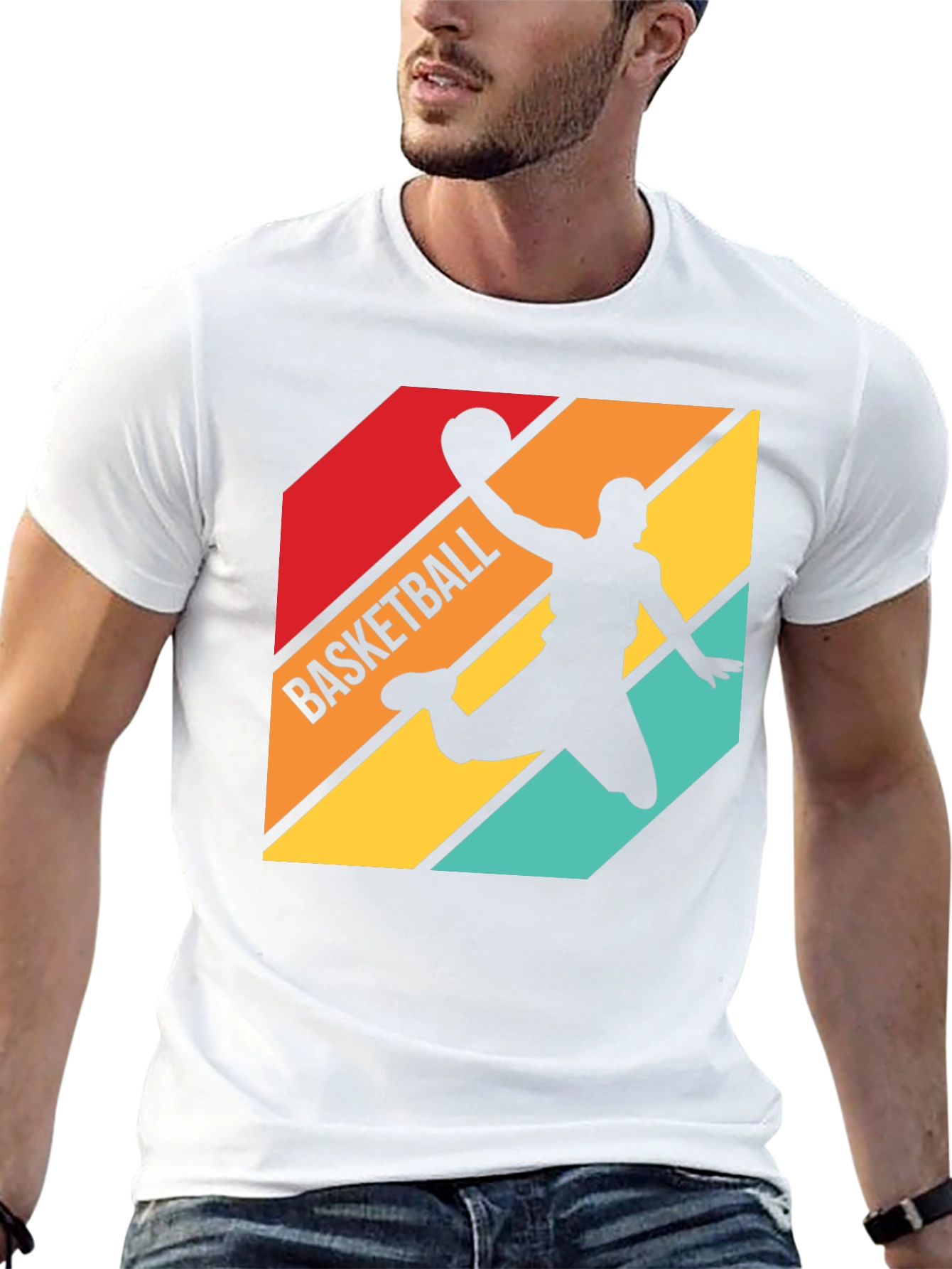 Retro Basketball Silhouette Graphic Tee - Black