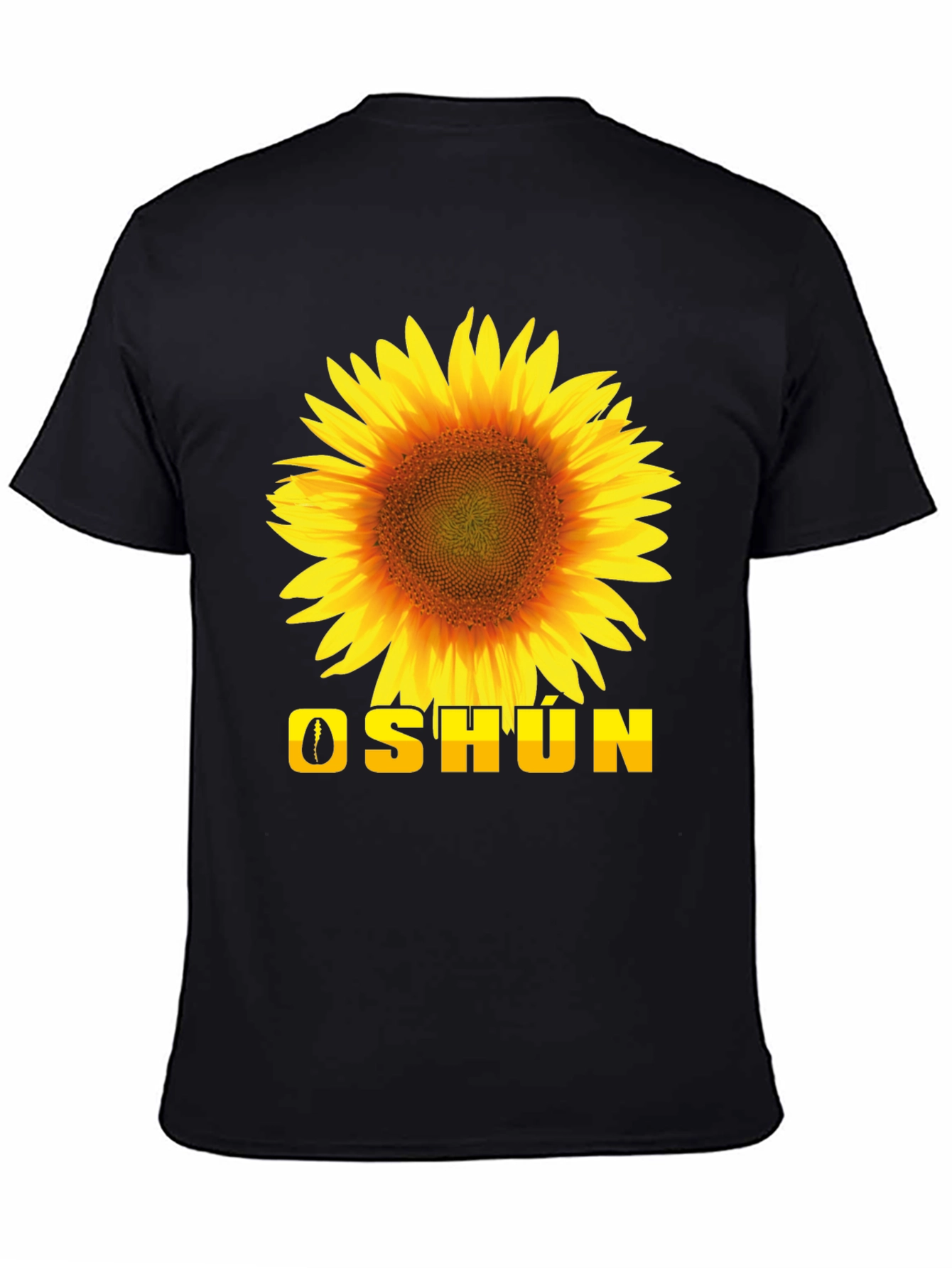 Oshun Sunflower Graphic Tee - Black Cotton T-Shirt