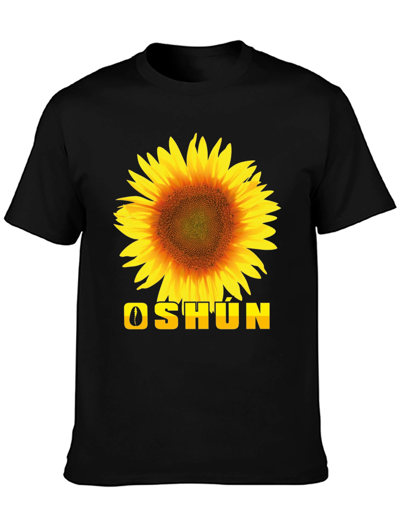 Oshun Sunflower Graphic Tee - Black Cotton T-Shirt