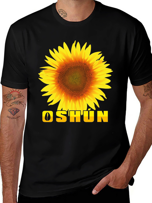 Oshun Sunflower Graphic Tee - Black Cotton T-Shirt