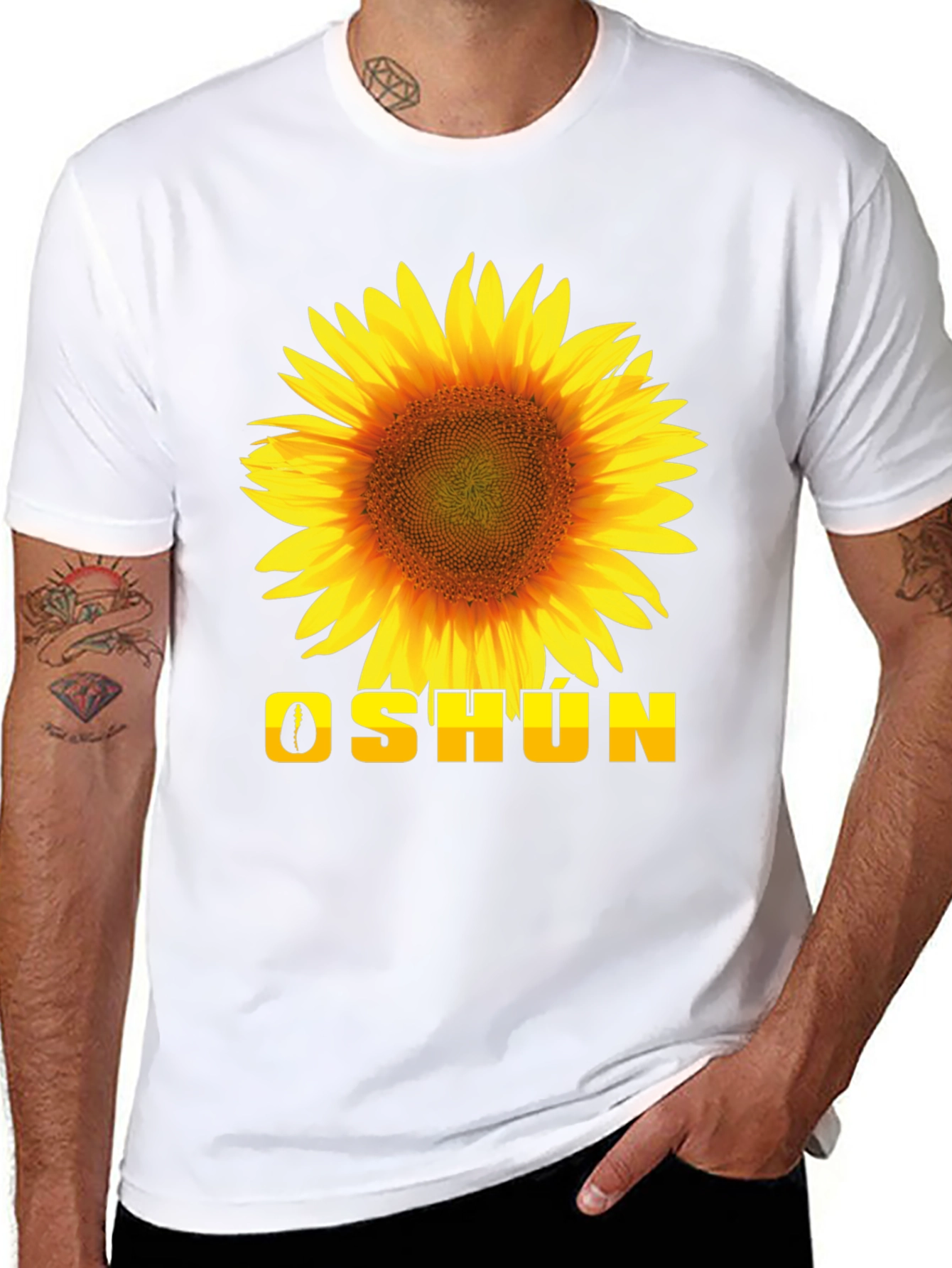 Oshun Sunflower Graphic Tee - Black Cotton T-Shirt