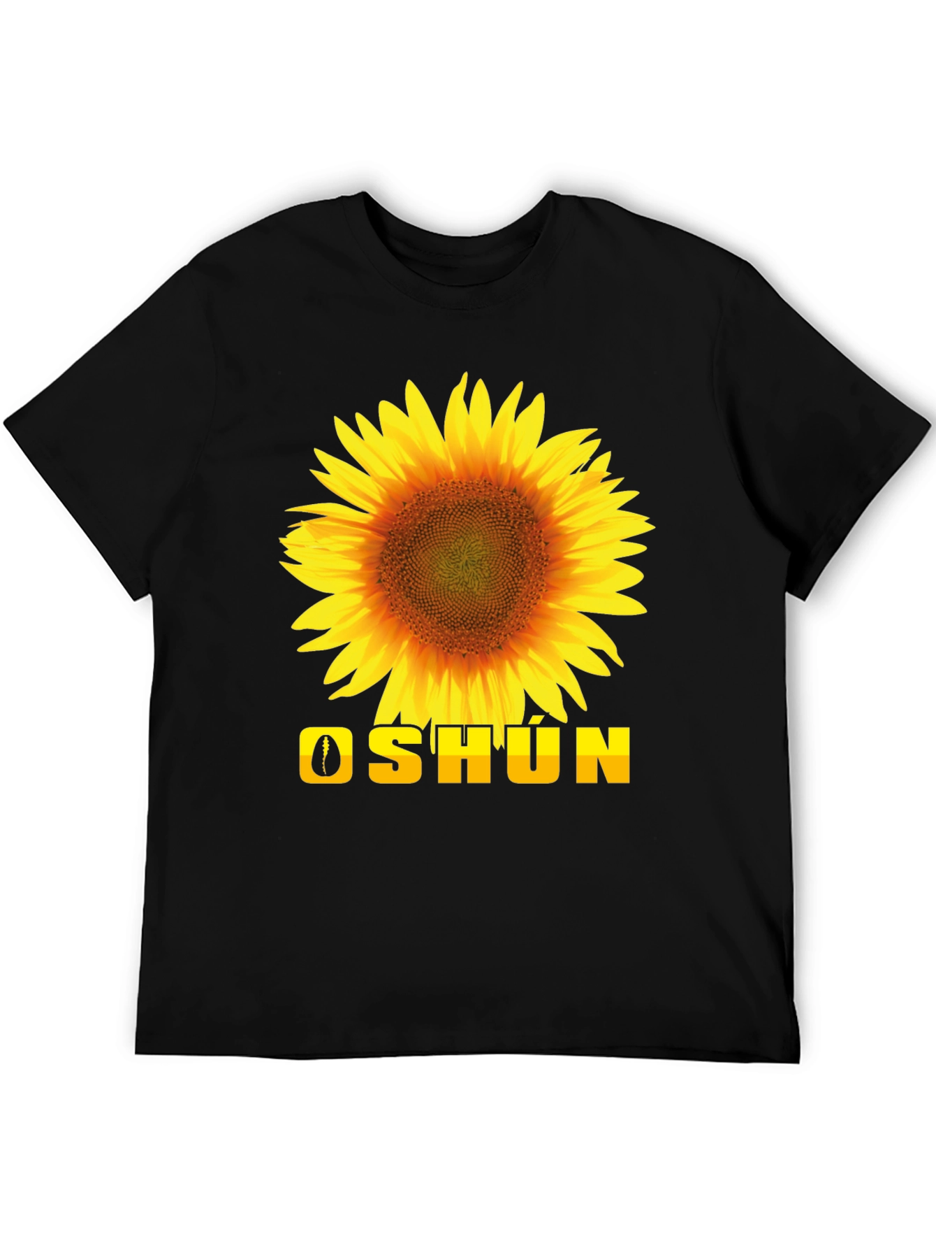 Oshun Sunflower Graphic Tee - Black Cotton T-Shirt