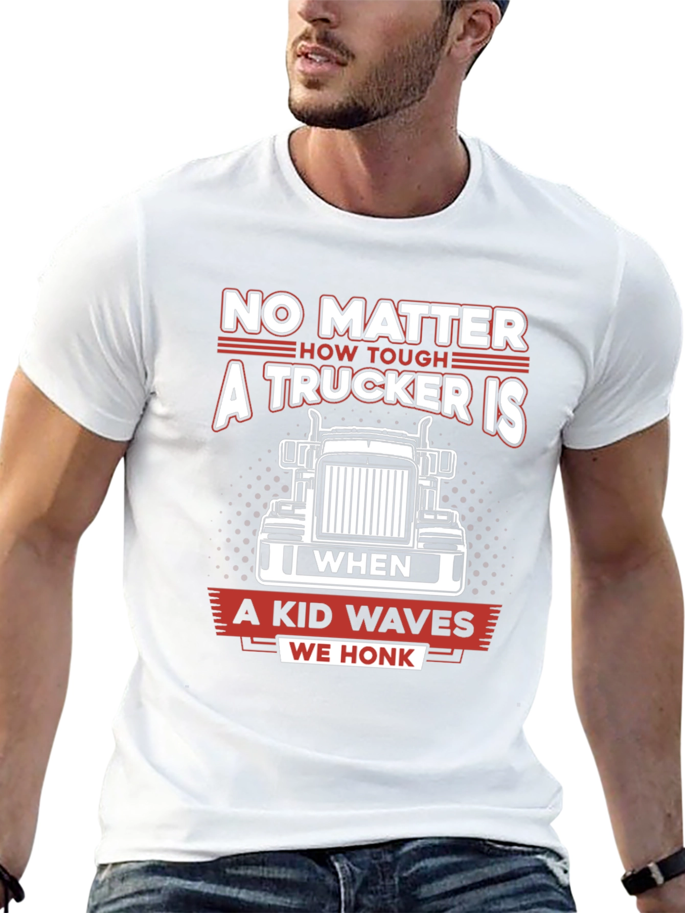 Trucker Tee - A Kid Waves We Honk!