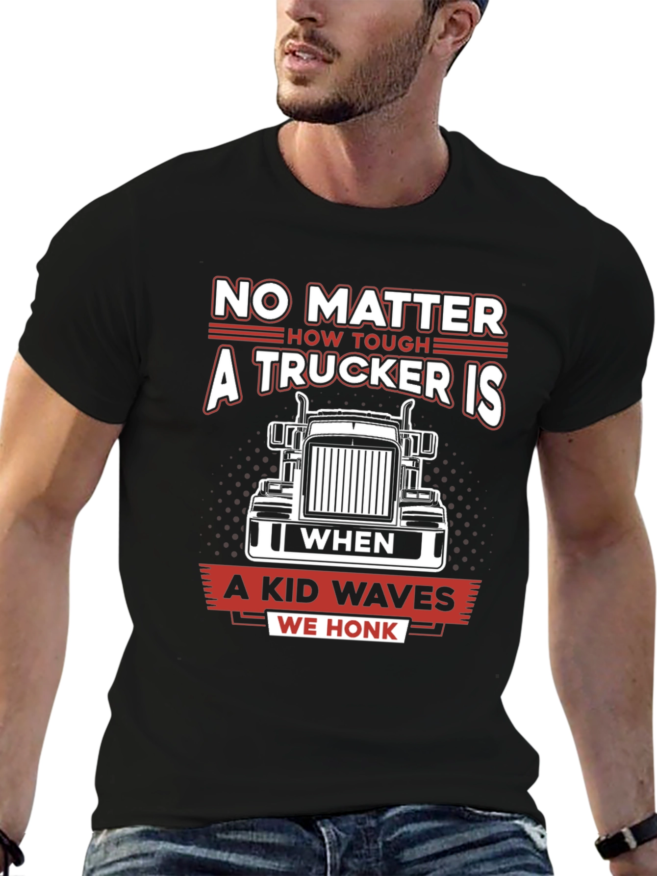 Trucker Tee - A Kid Waves We Honk!