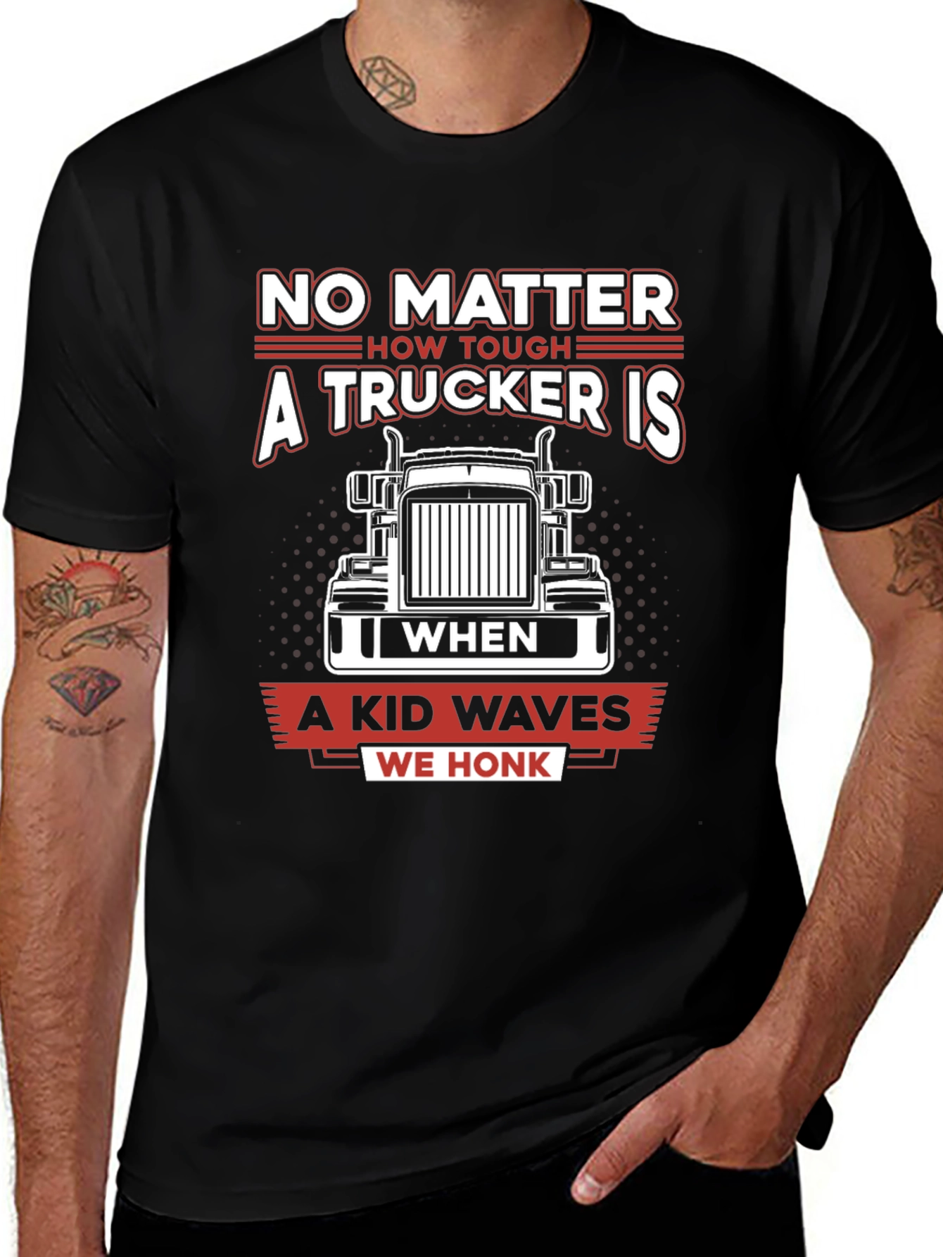 Trucker Tee - A Kid Waves We Honk!