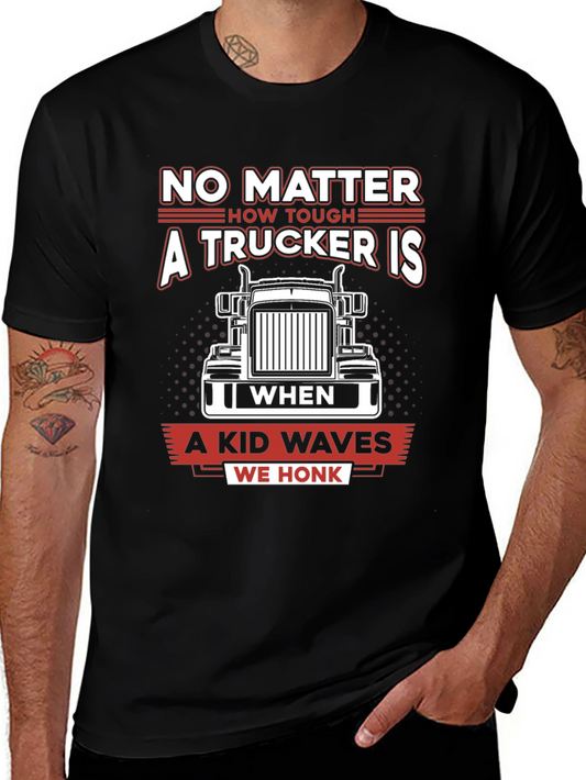 Trucker Tee - A Kid Waves We Honk!